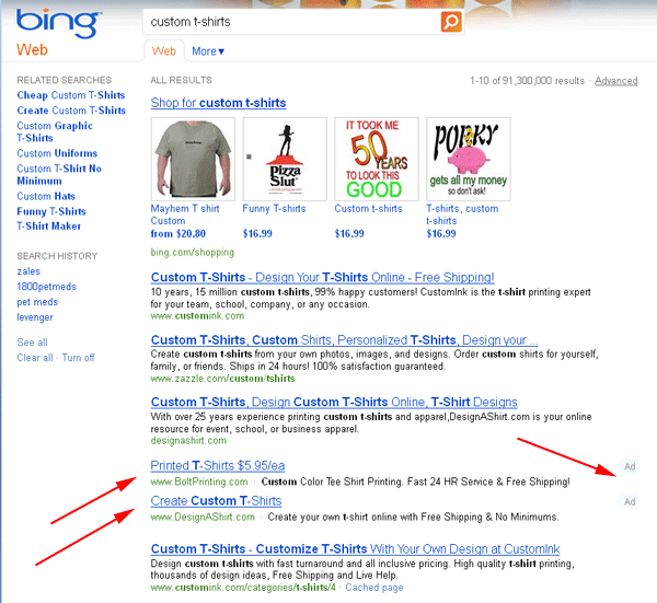 Ads Inside Bing Search Results