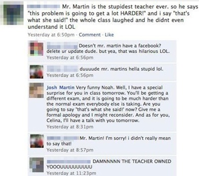 Surprise: The stupid teacher can read!