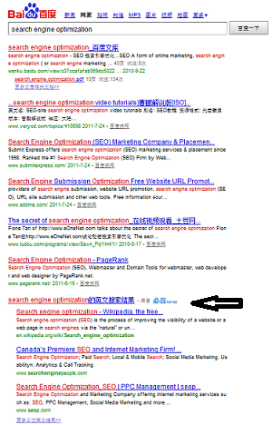 Baidu Results Page Screenshot