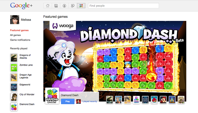 Google+ Games Homepage Screenshot