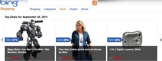 Bing Deals Homepage