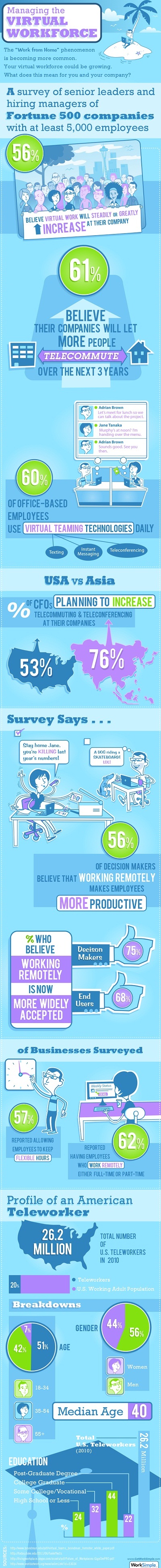 Virtual Workforce and Work From Home Infographic