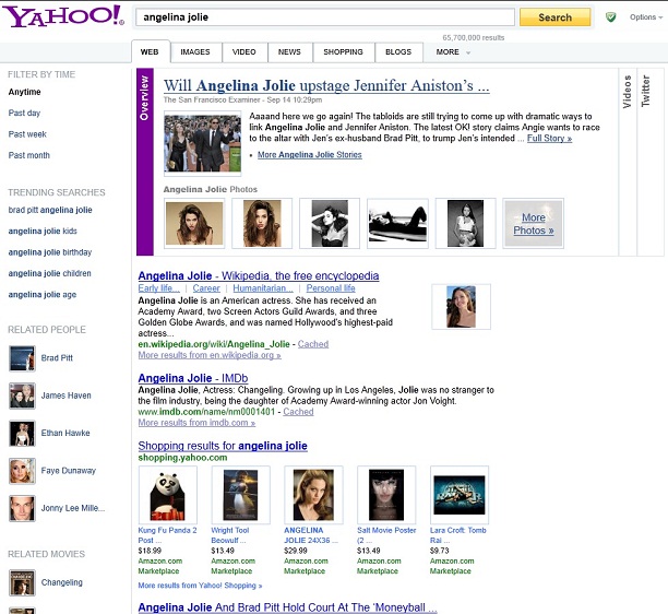 Yahoo Web Search For Angelina Jolie