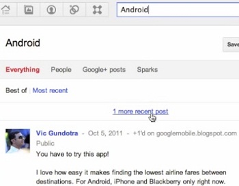 Google+ Real Time Search