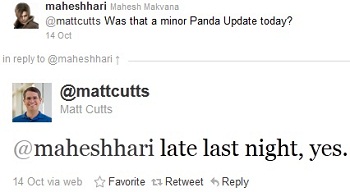 Matt Cutts Tweet Confirmation