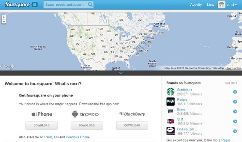 Foursquare.com Homepage Screenshot