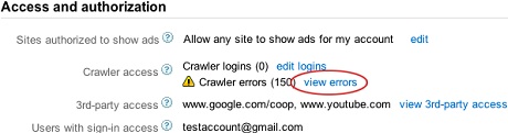 AdSense Crawler Errors