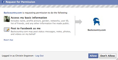 Facebook Permission Box