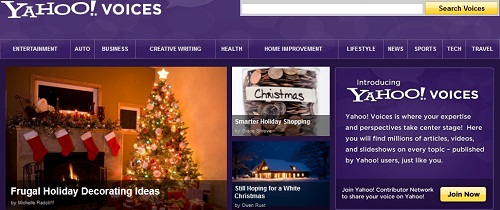 Yahoo Voices Homepage