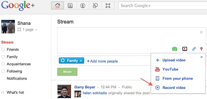 Google+ Video Status