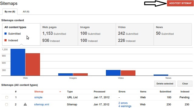 Webmaster Tools New Sitemaps Section