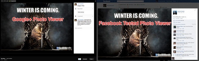 Facebook and Google+ Photo Interface Comparision