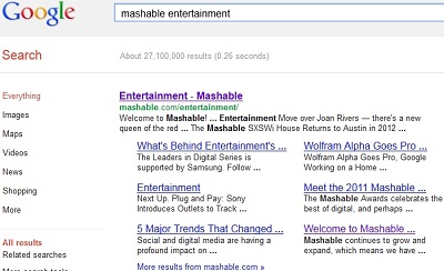 Mashable Entertainment Google Results