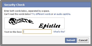 Facebook Blogger CAPTCHA check