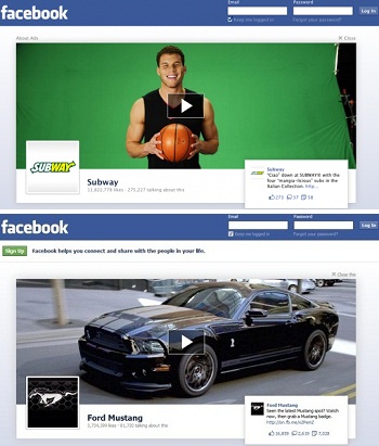 Facebook Log-Out Page Ad Examples
