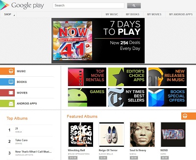 Google Play Homepage Screenshot