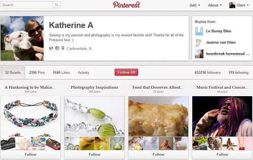 Pinterest Redesigned Profile Page