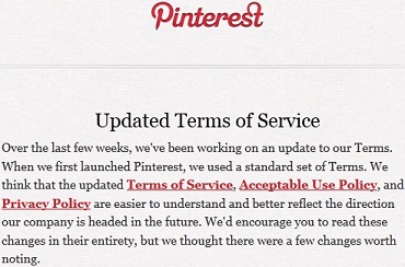 Pinterest Updates Terms Of Service Notification