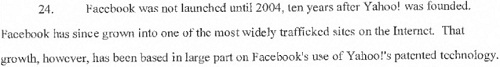 Yahoo Lawsuit Facebook History Section