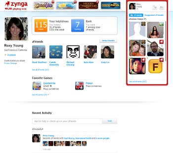 Zynga.com User Profile Page