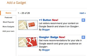 Blogger Add a Gadget