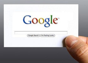 Hand Holding Google Search Box