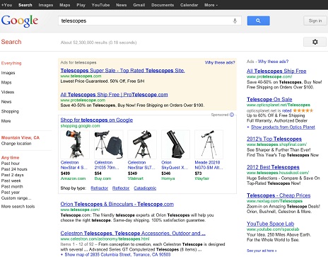 Google Search Results for Telescopes