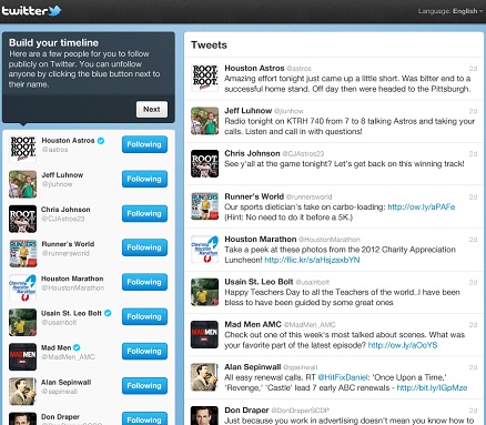 Twitter Tailored Suggestions Page