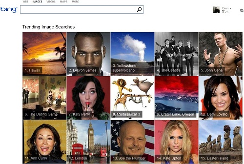 Bing Trending Image Searches Feature