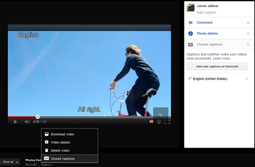 Google+ Add Captions To Video
