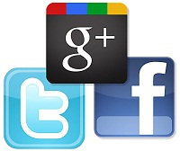 Google+, Twitter and Facebook Square Logos