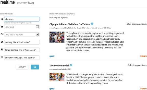 Bitly Realtime Social-Search Engine Screenshot