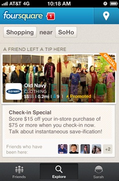 Foursquare Promoted Update Old Navy
