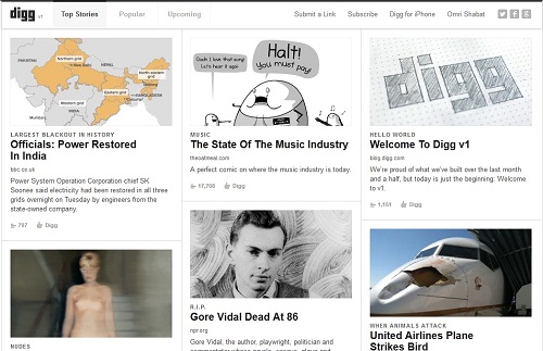 Digg v1 Homepage