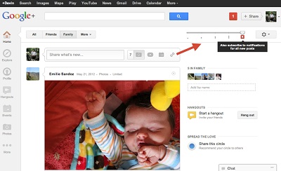 Google+ Get Notification Slider