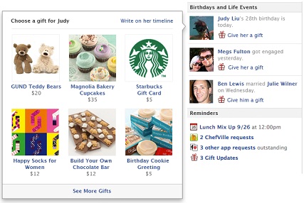 Facebook Gifts on the Sidebar
