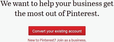 Pinterest Business Sign-Up Page