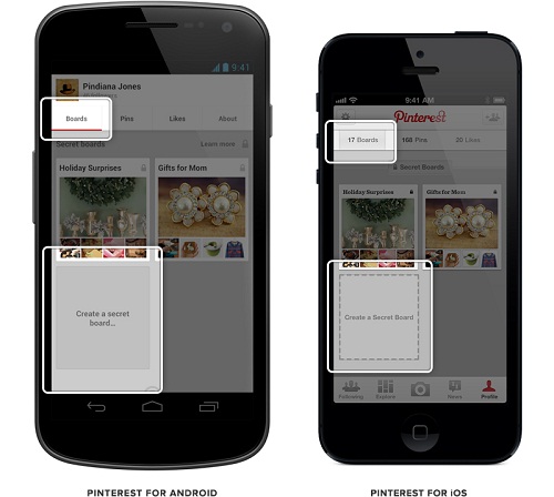 Pinterest Secret Boards on Mobile Devices