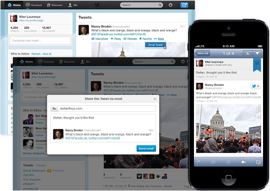 Twitter Sharing Through Email